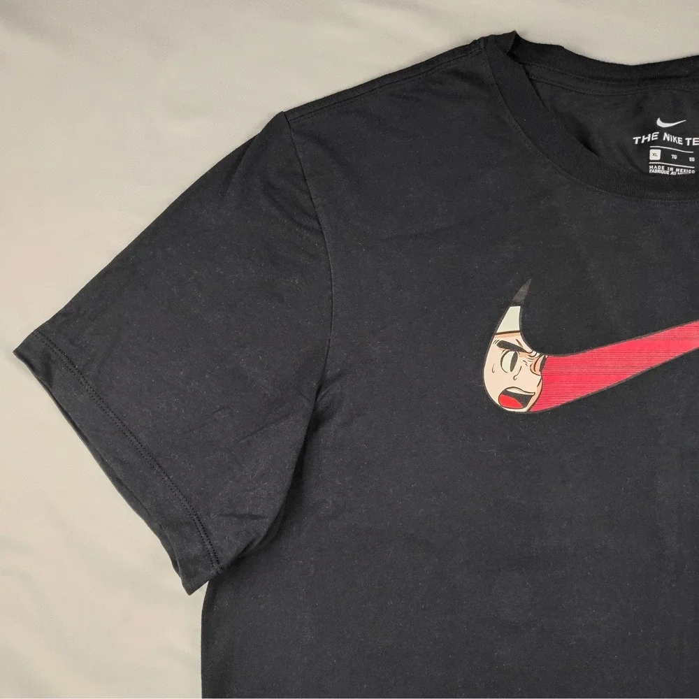 Nike Anime Basketball Graphic T Shirt Mens XL Black Swoosh Sports Cotton Tee